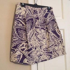 LOFT  purple and white patterned skirt